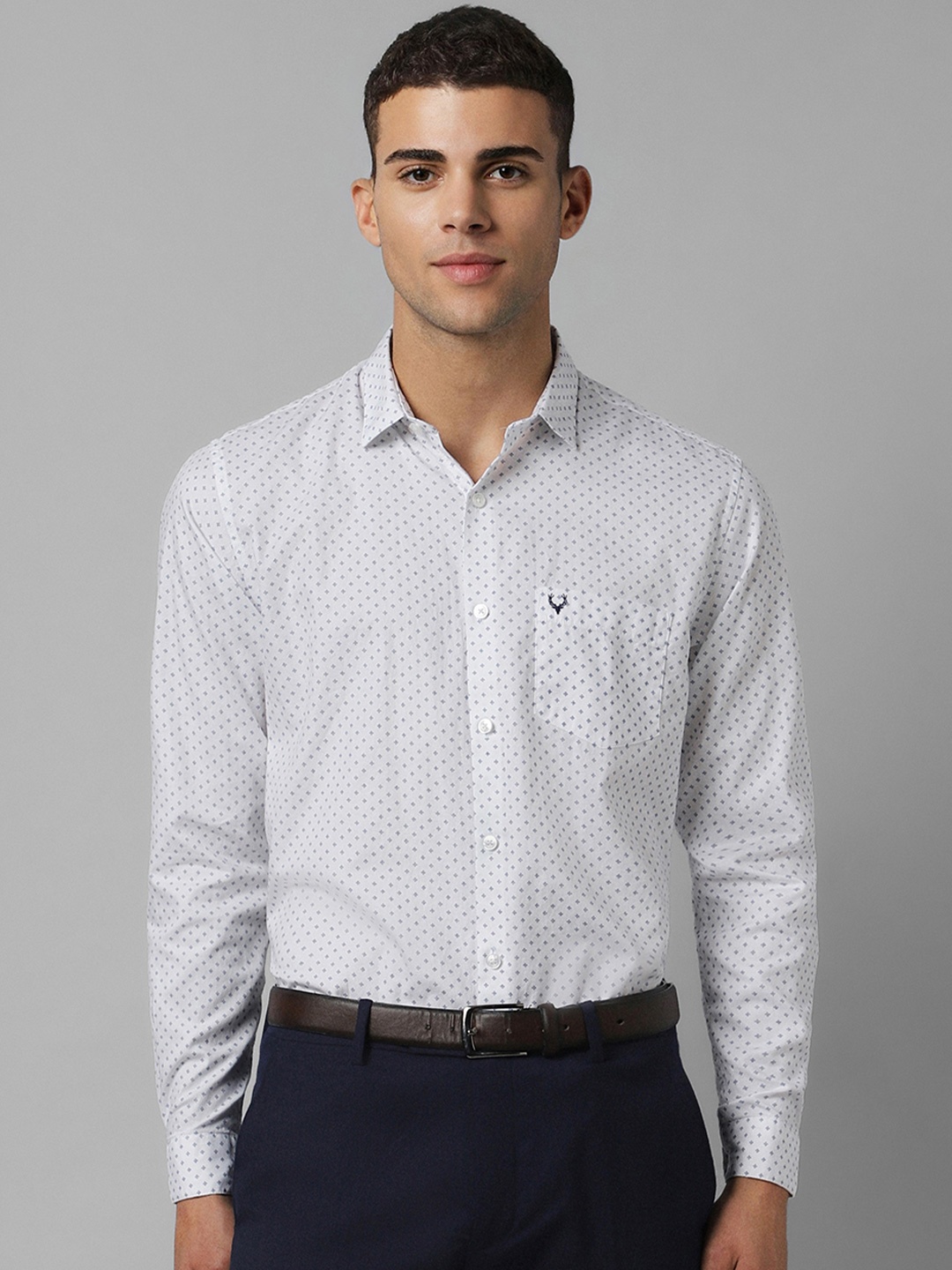 

Allen Solly Men White Slim Fit Opaque Printed Formal Shirt