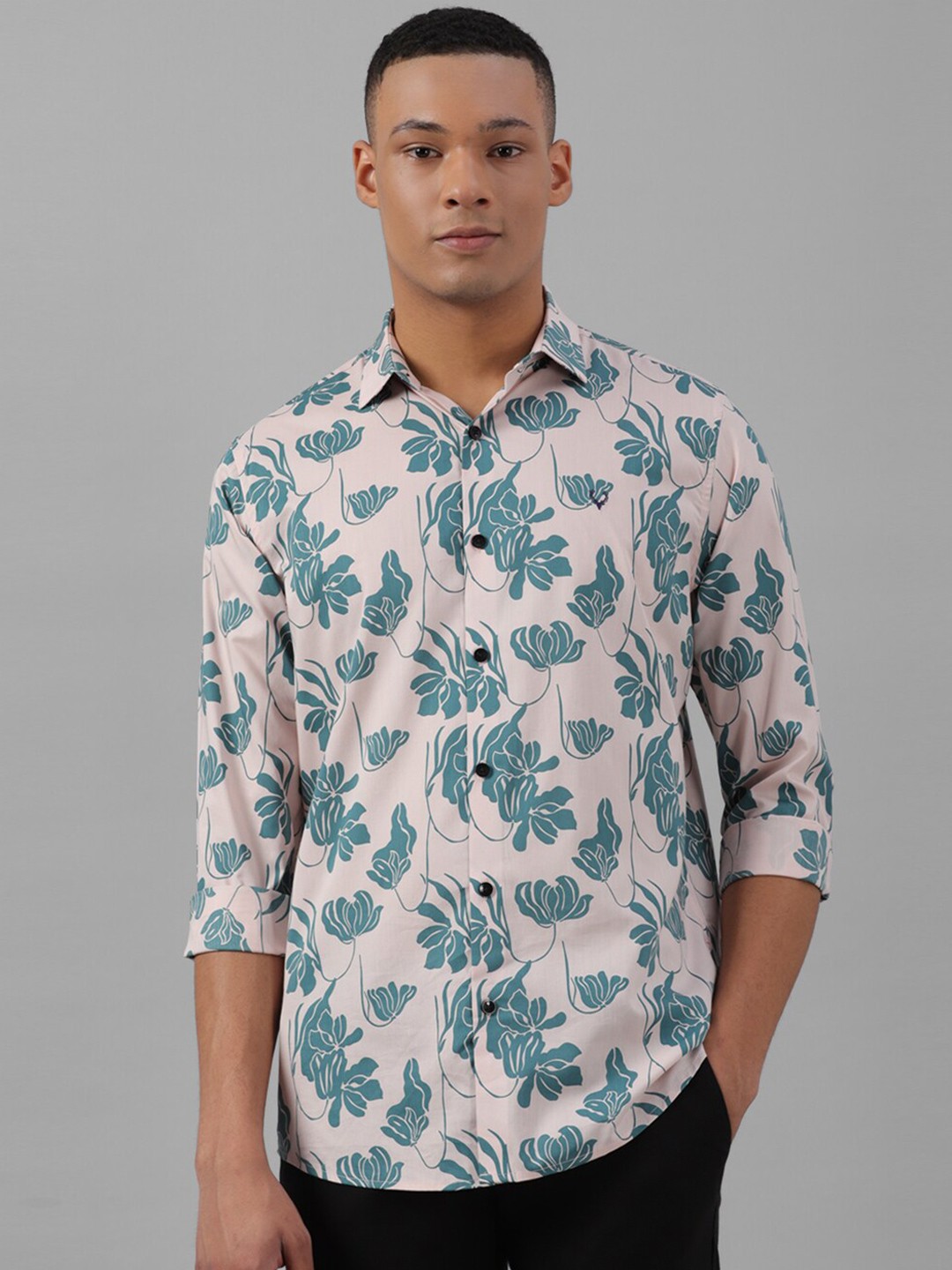 

Allen Solly Slim Fit Floral Printed Spread Collar Long Sleeves Casual Shirt, Pink