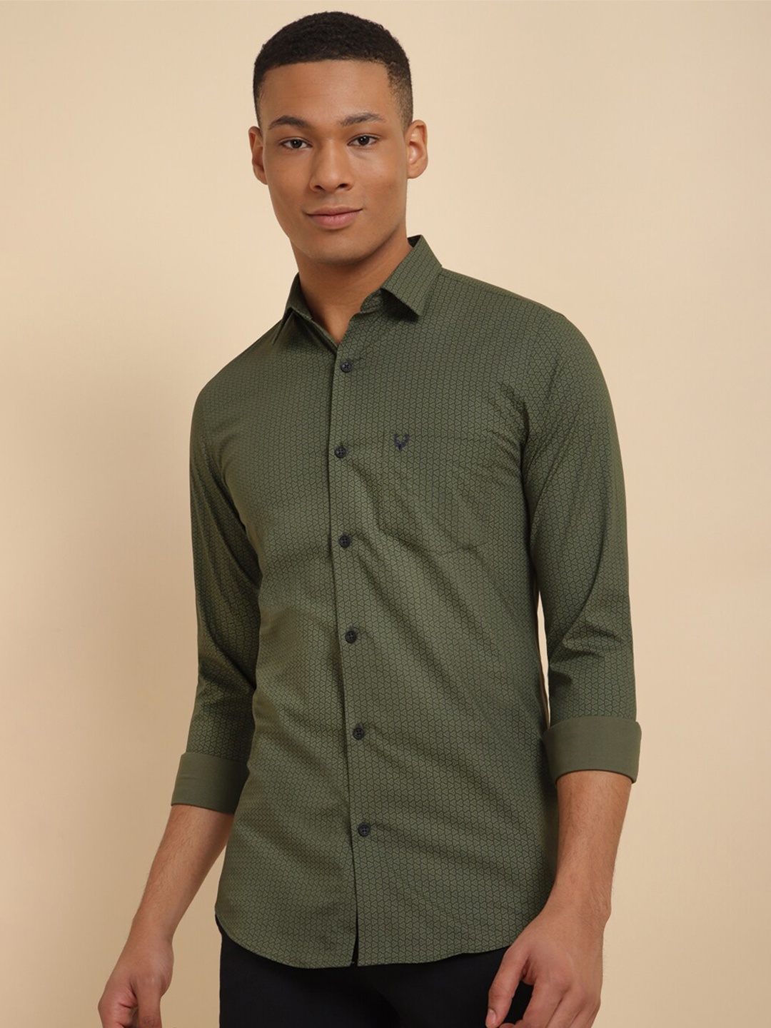 

Allen Solly Slim Fit Micro Ditsy Printed Opaque Casual Shirt, Green