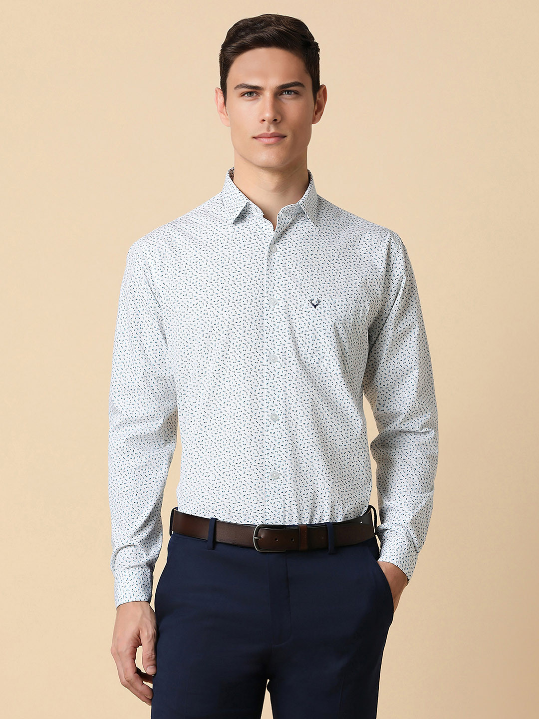 

Allen Solly Men White Slim Fit Opaque Printed Formal Shirt