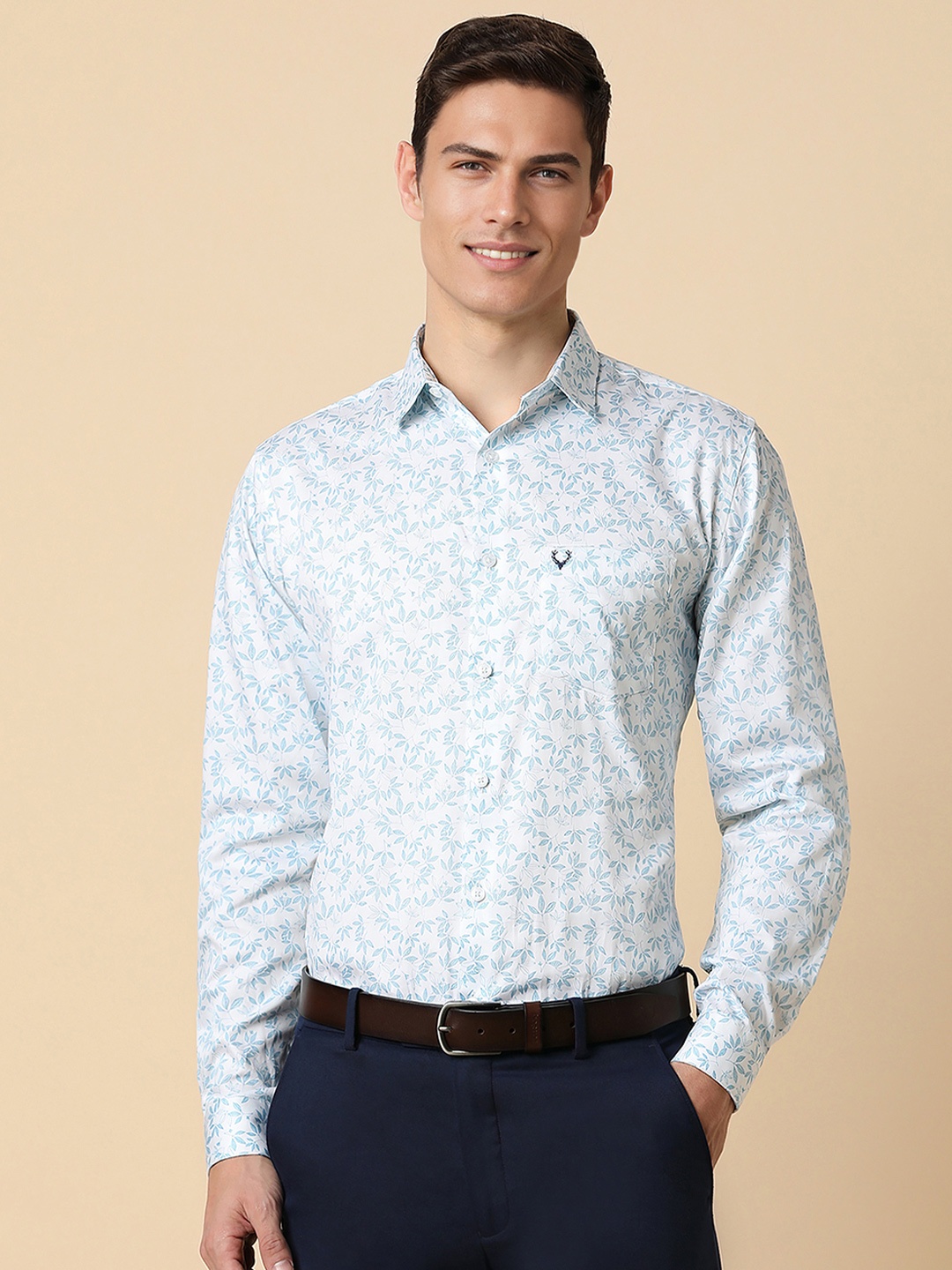 

Allen Solly Men Blue Slim Fit Floral Opaque Printed Formal Shirt