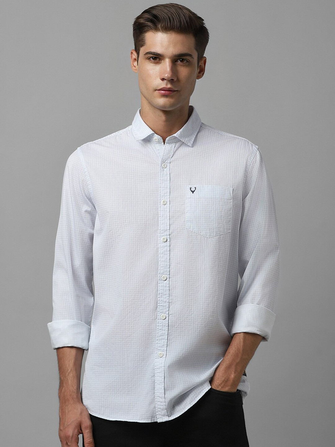 

Allen Solly Opaque Spread Collar Chest Pocket Full Sleeves Cotton Casual Shirt, White