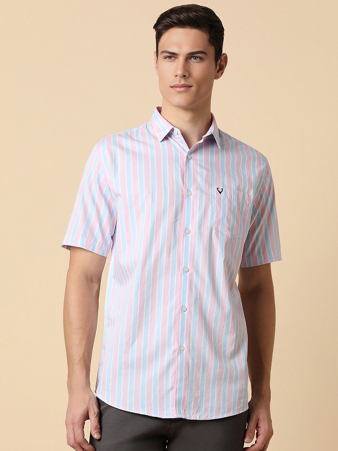 

Allen Solly Men Multicoloured Slim Fit Opaque Striped Casual Shirt, Multi