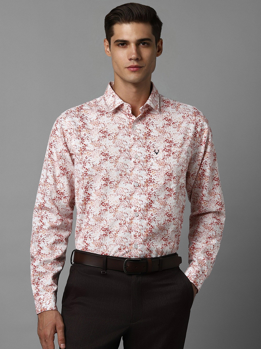 

Allen Solly Printed Full Sleeves Spread Collar Cotton Slim Fit Formal Shirt, White