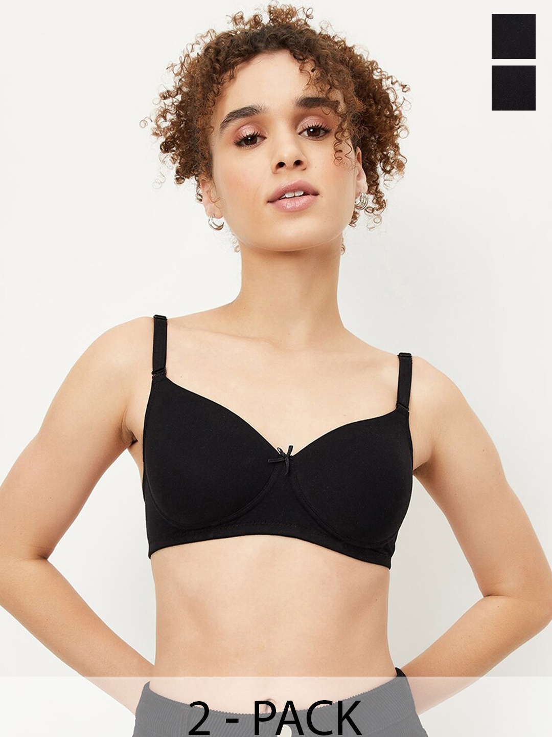 

max Pack OF 2 Full Coverage All Day Comfort Everyday Bras, Black