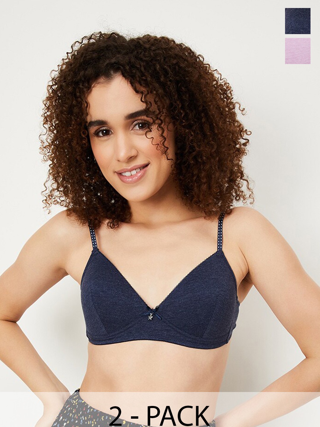 

max Pack of 2 Full Coverage Lightly Padded Everyday Bra with All Day Comfort, Blue