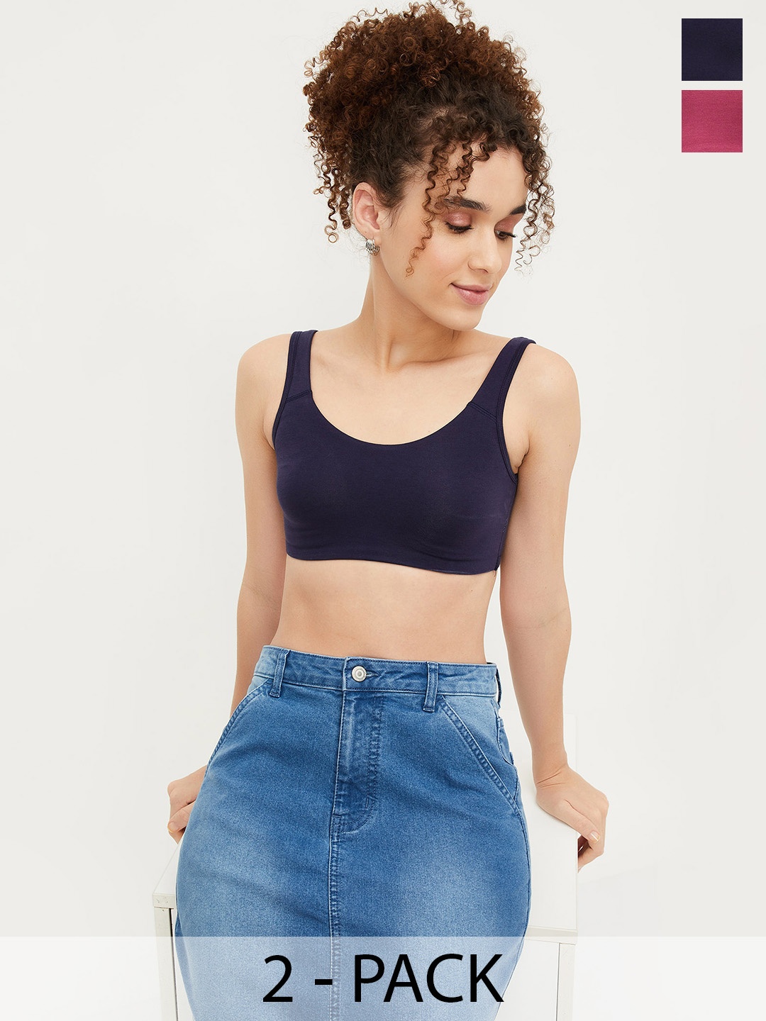 

max Purple & Navy Blue Bra Full Coverage Lightly Padded