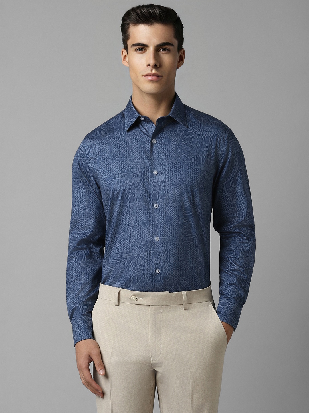 

Louis Philippe Abstract Printed Classic Cotton Opaque Formal Shirt, Blue