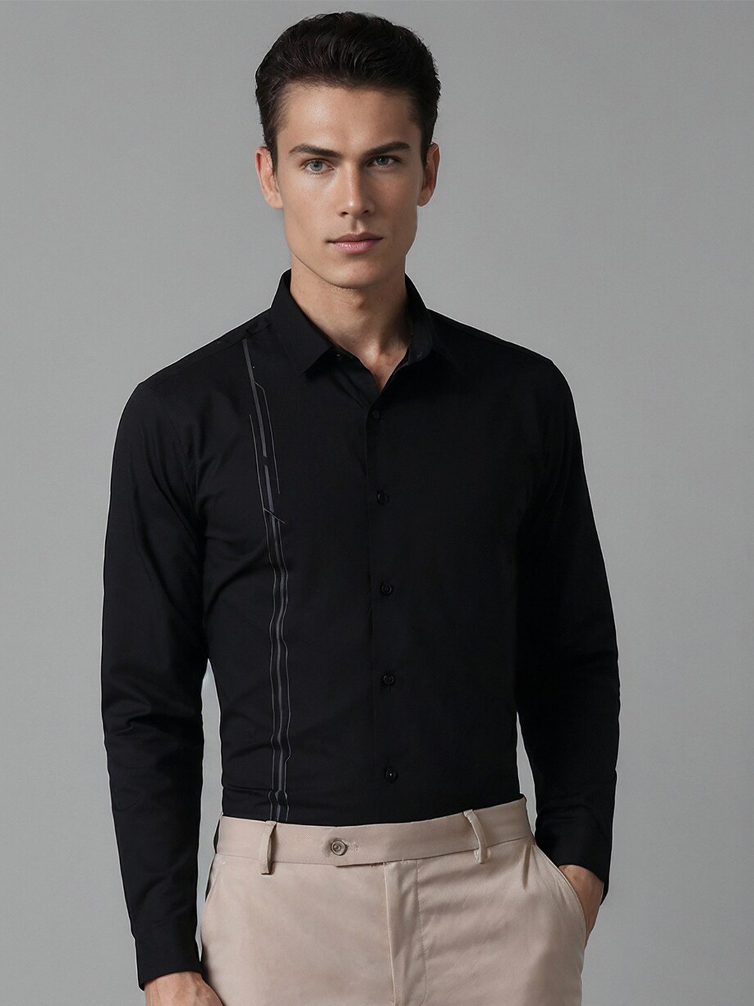 

Louis Philippe Sport Slim Fit Opaque Cotton Formal Shirt, Black