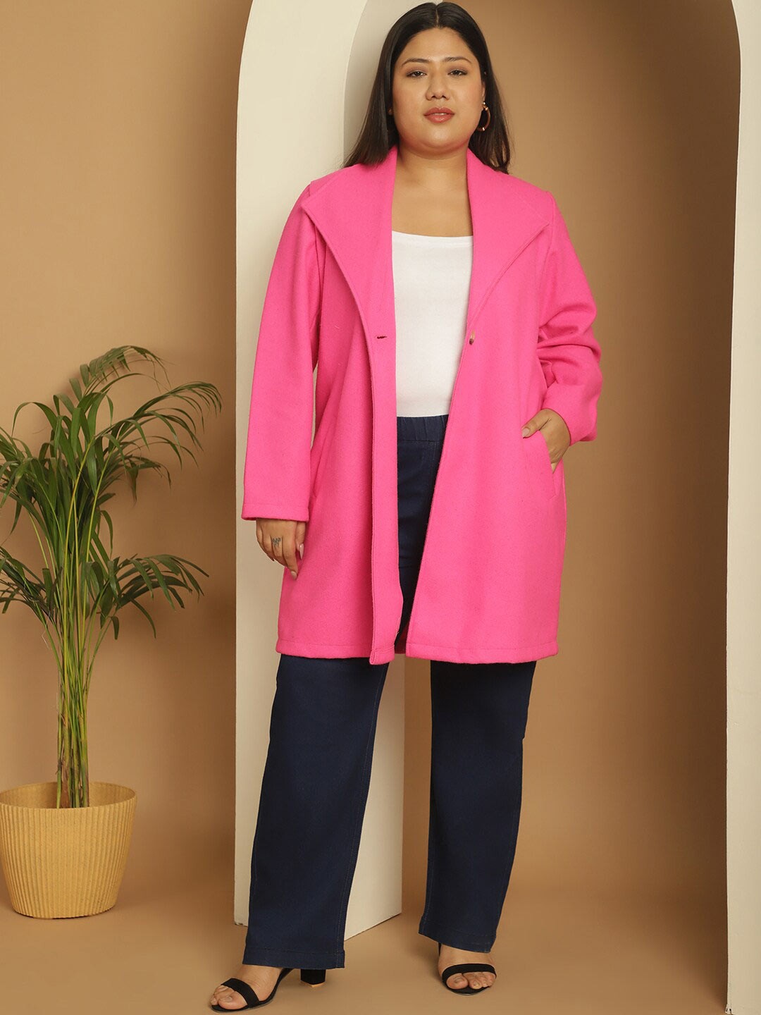 

theRebelinme Plus Size Longline Tailored Jacket, Pink