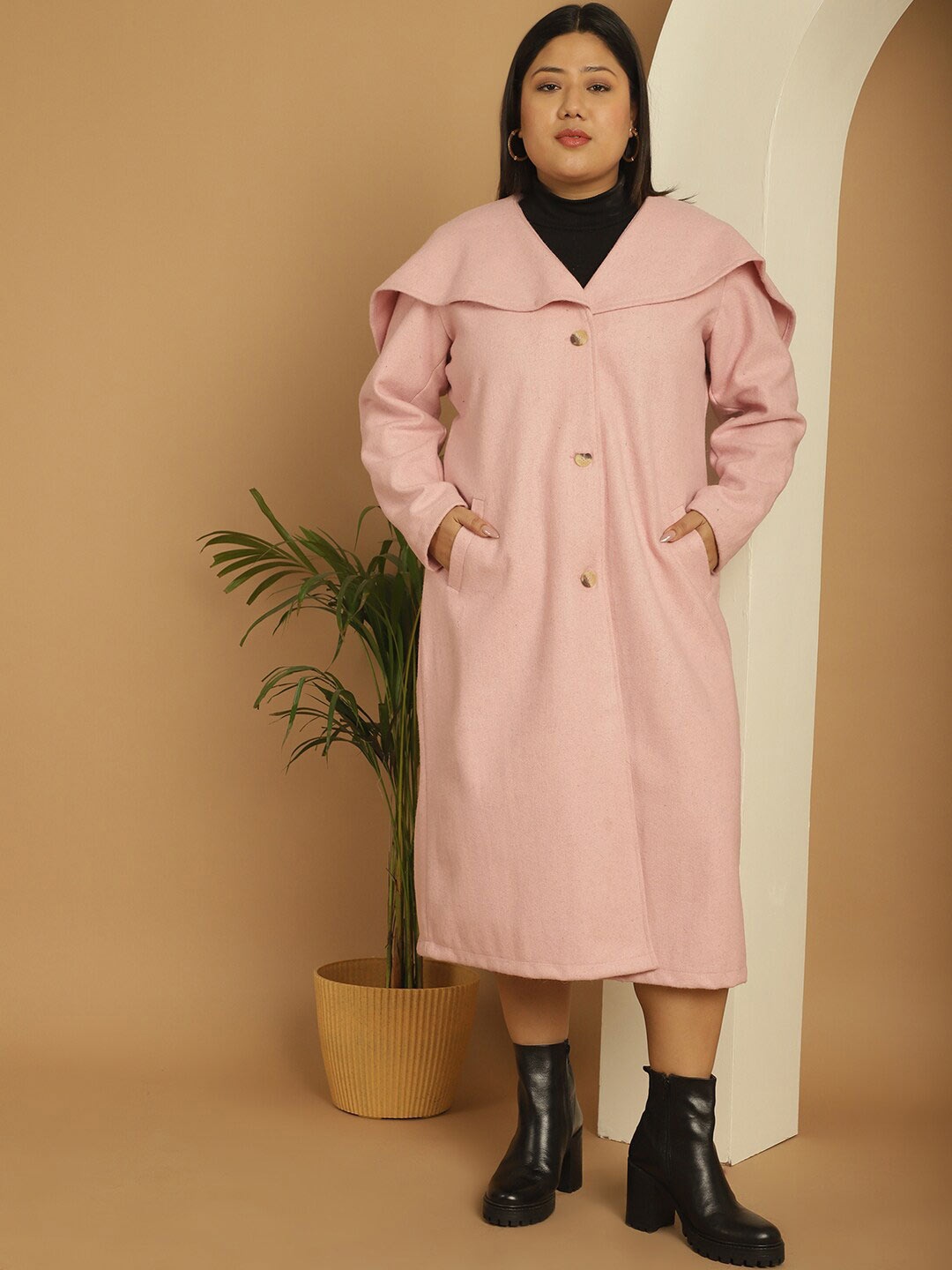 

theRebelinme Plus Size Shawl Collar Longline Tailored Jacket, Pink