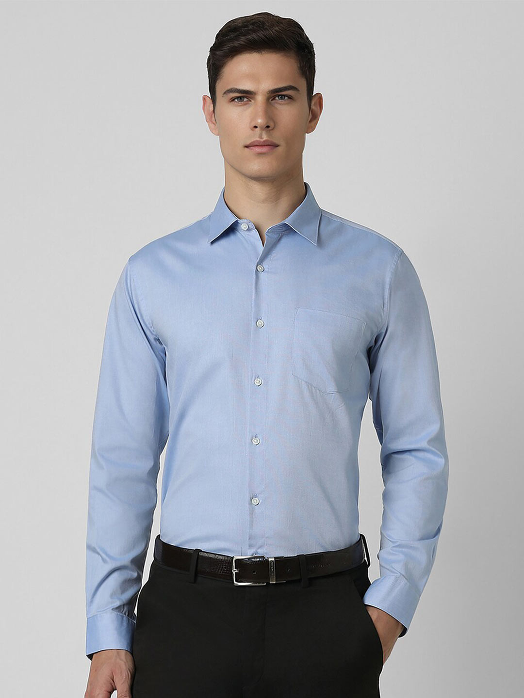 

Peter England Regular Fit Full Sleeves Opaque Formal Shirt, Blue