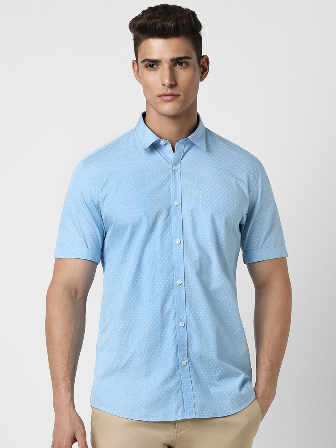

Peter England Casuals Slim Fit Cotton Opaque Printed Casual Shirt, Blue