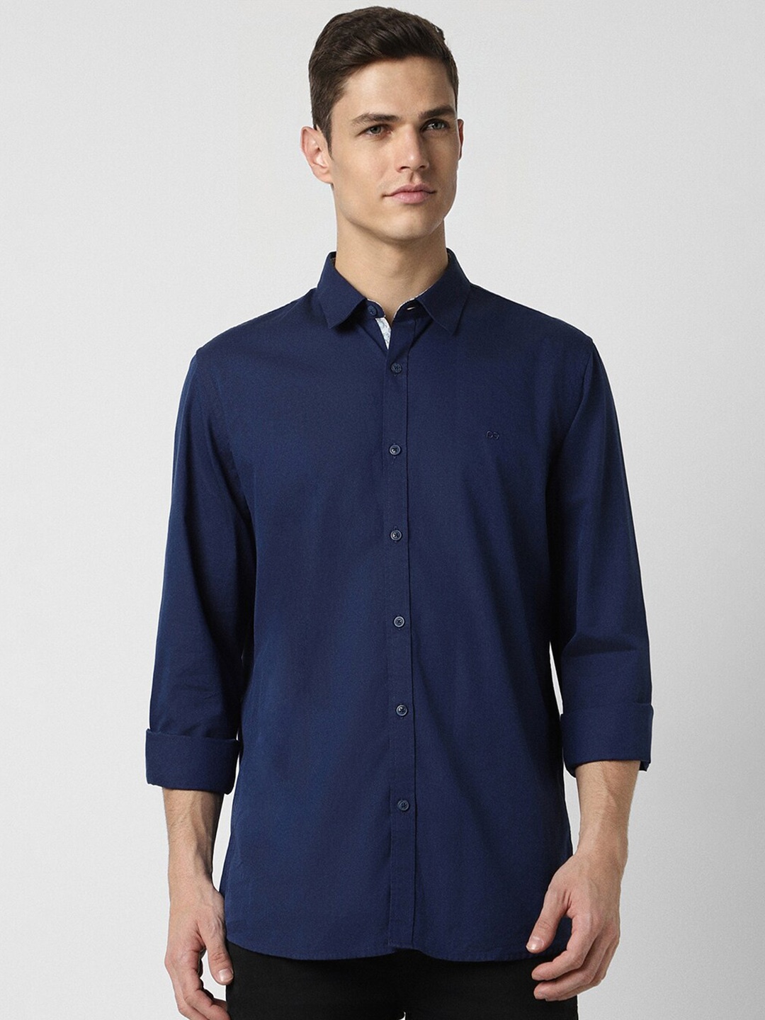 

Peter England Casuals Slim Fit Cotton Opaque Casual Shirt, Navy blue