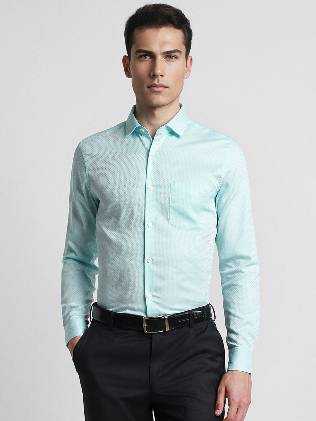 

Peter England Elite Slim Fit Cotton Opaque Formal Shirt, Blue