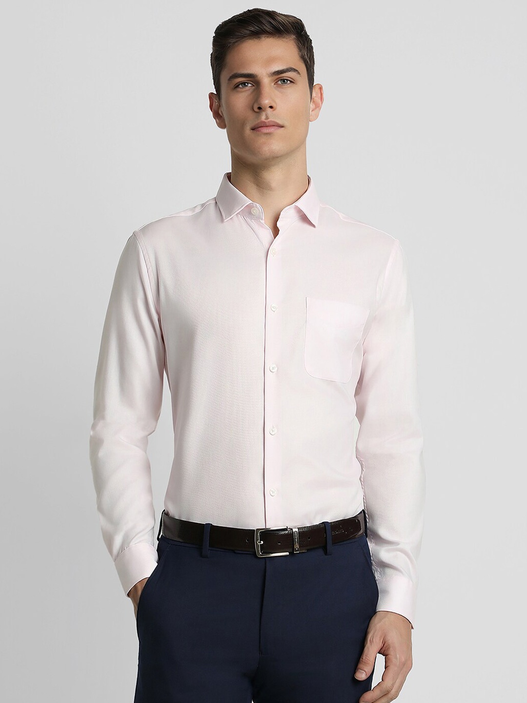 

Peter England Elite Slim Fit Cotton Opaque Formal Shirt, Pink