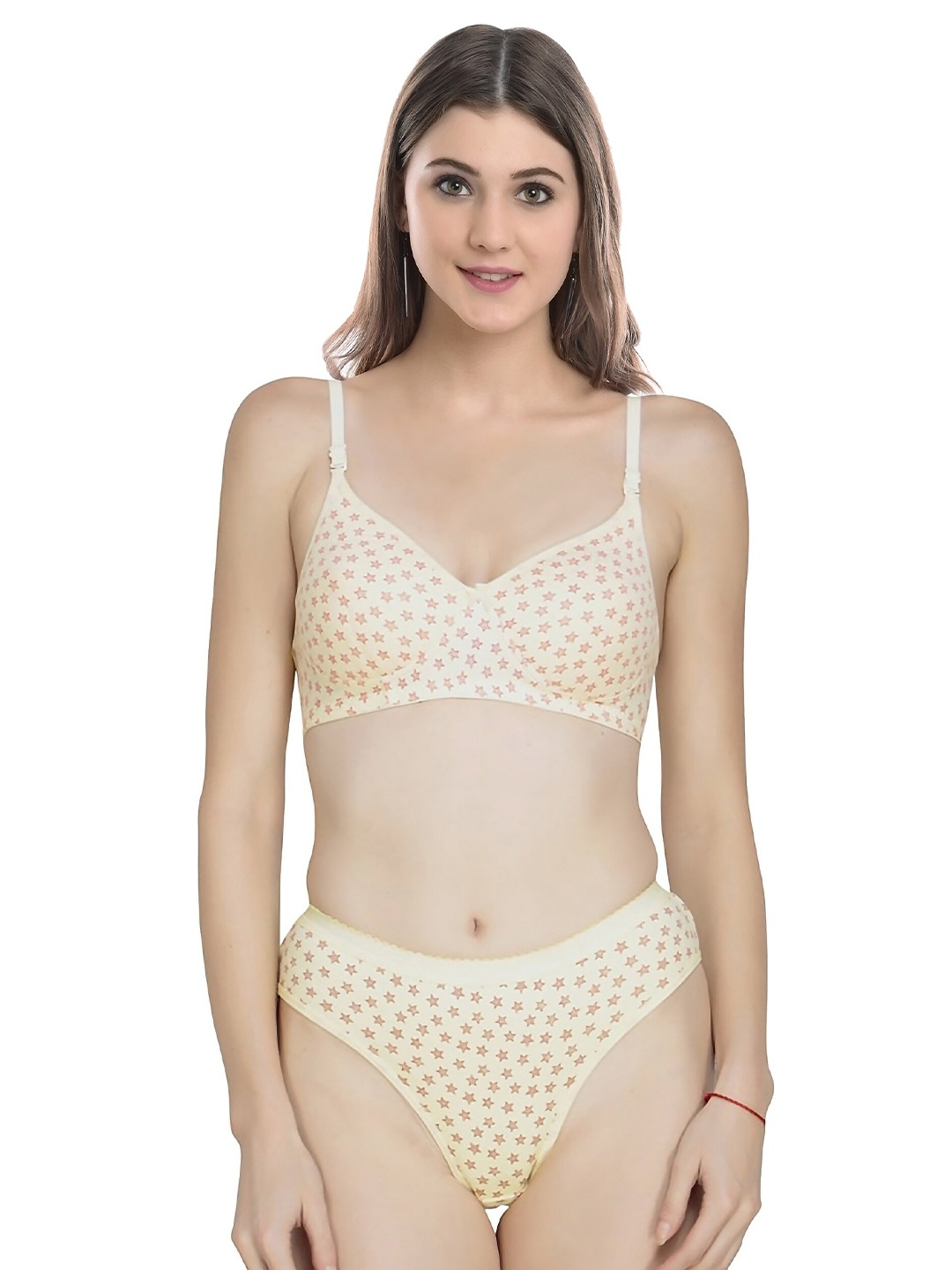 

PIBU Printed Lightly Padded Non-Wired Lingerie Set, Yellow