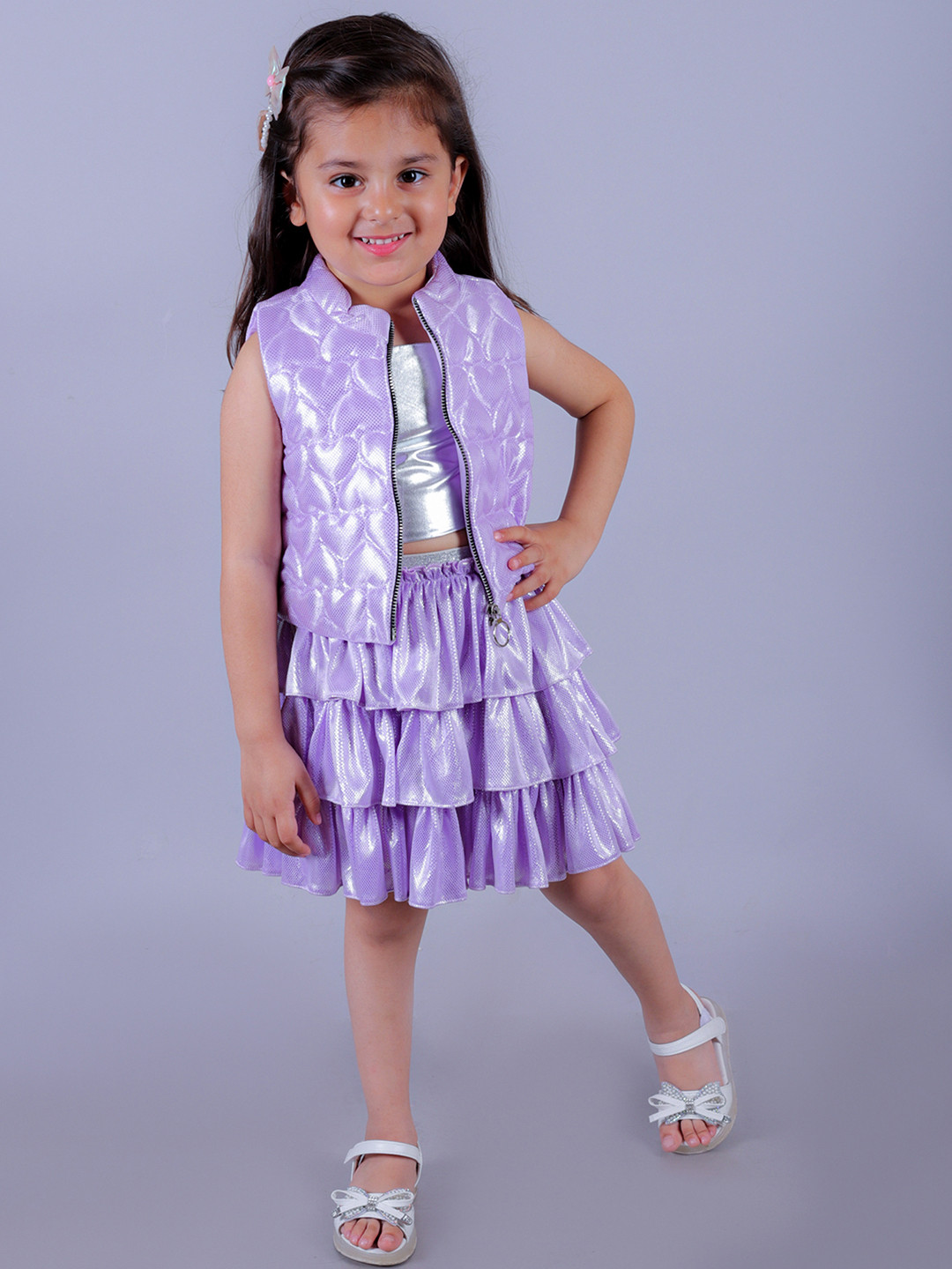 

LIL DRAMA Girls Shimmer Sleeveless Lightweight Quilted Jacket, Lavender
