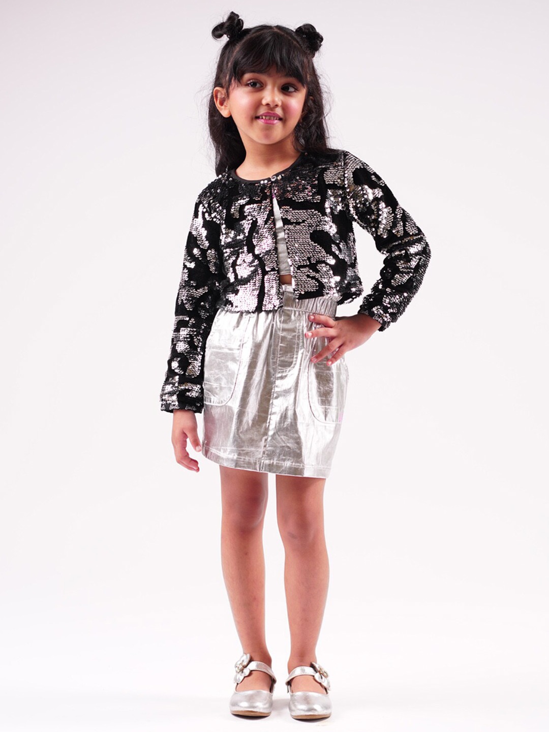 

LIL DRAMA Girls Sequinned Embellished Tailored Jacket, Black