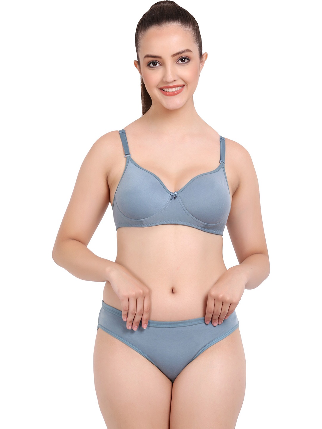 

PIBU Non Padded Cotton Lingerie Set, Blue