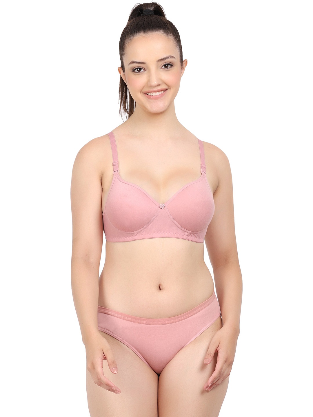 

PIBU Non Padded Cotton Lingerie Set, Pink