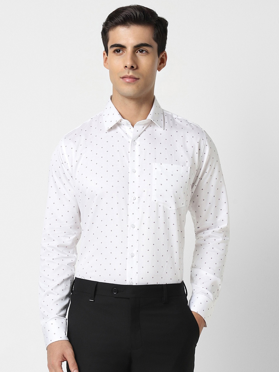 

Van Heusen Men White Slim Fit Opaque Printed Party Shirt