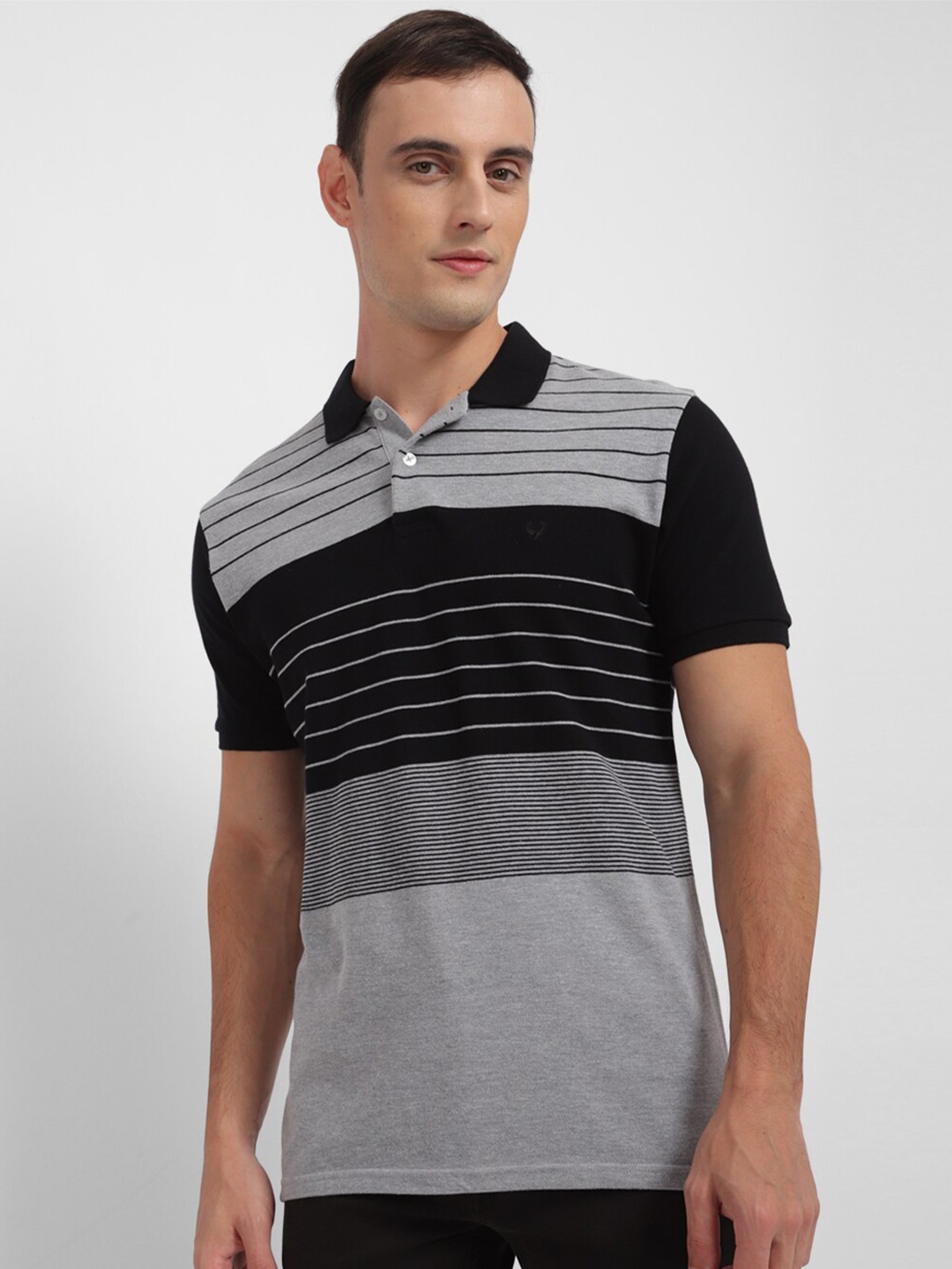 

Allen Solly Striped Polo Collar Cotton T-shirt, Black