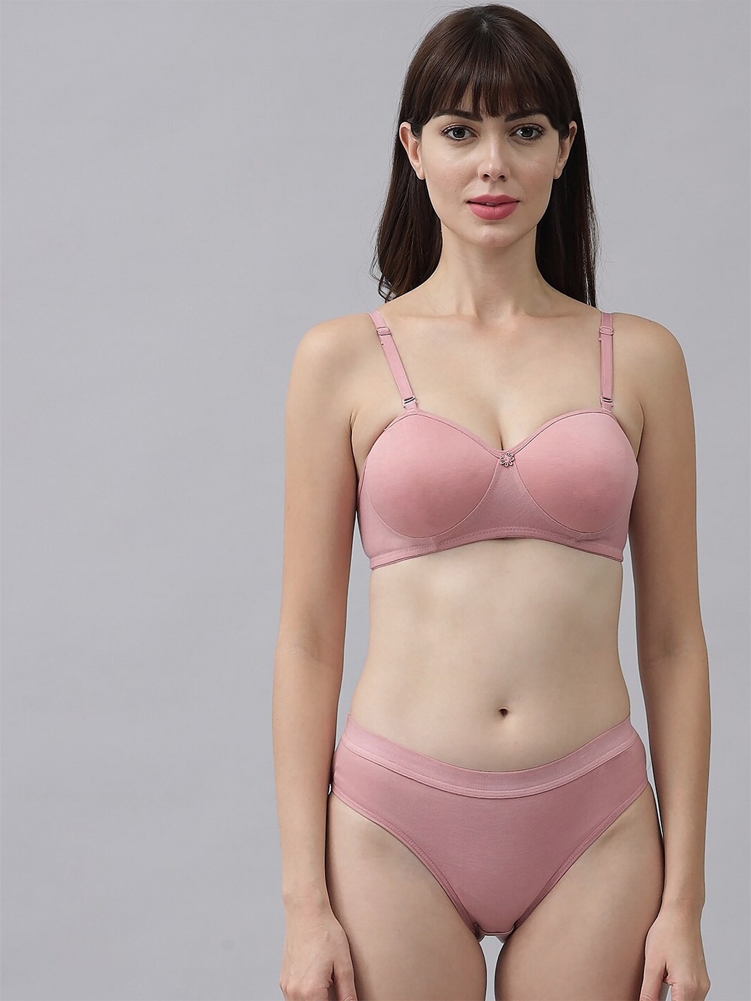 

PIBU Cotton Lightly Padded Lingerie Set, Pink