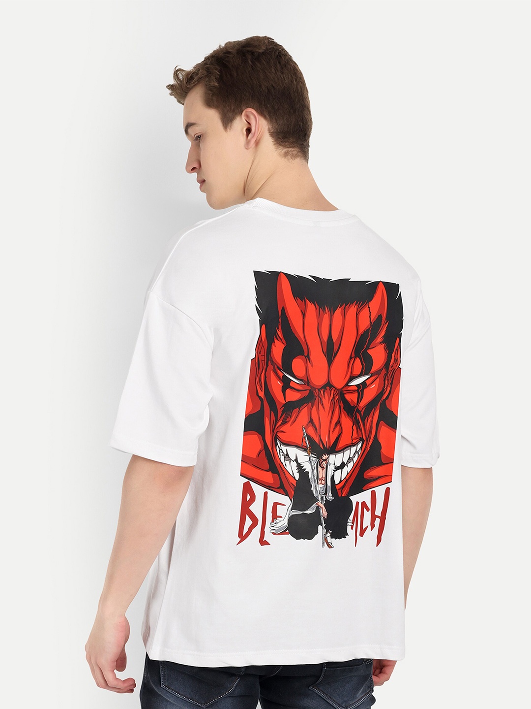 

BLURR Anime Cotton Round Neck Printed Tshirt, White