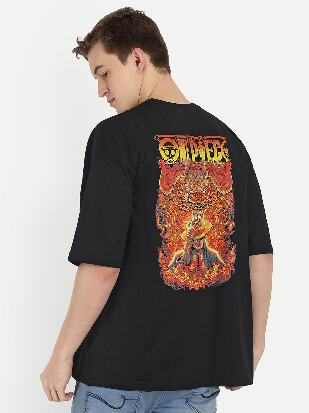 

BLURR anime Luffy Printed Tshirt, Black