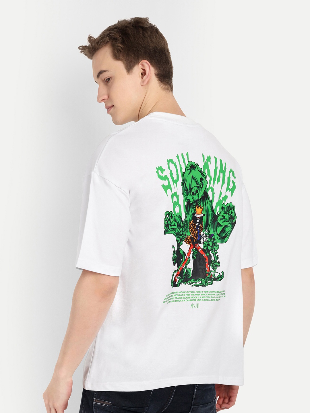 

BLURR Anime Soul King brook Typography Printed Tshirt, White