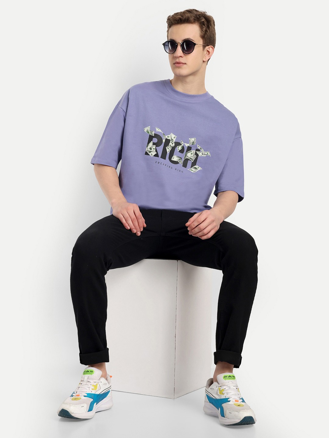 

BLURR tranding super rich oversize Typography Tshirt, Purple