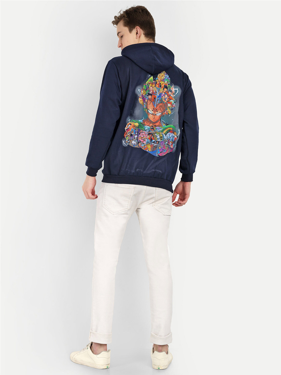

BLURR Printed Long Sleeves Kangaroo Pocket Cotton Hooded Sweatshirt, Black