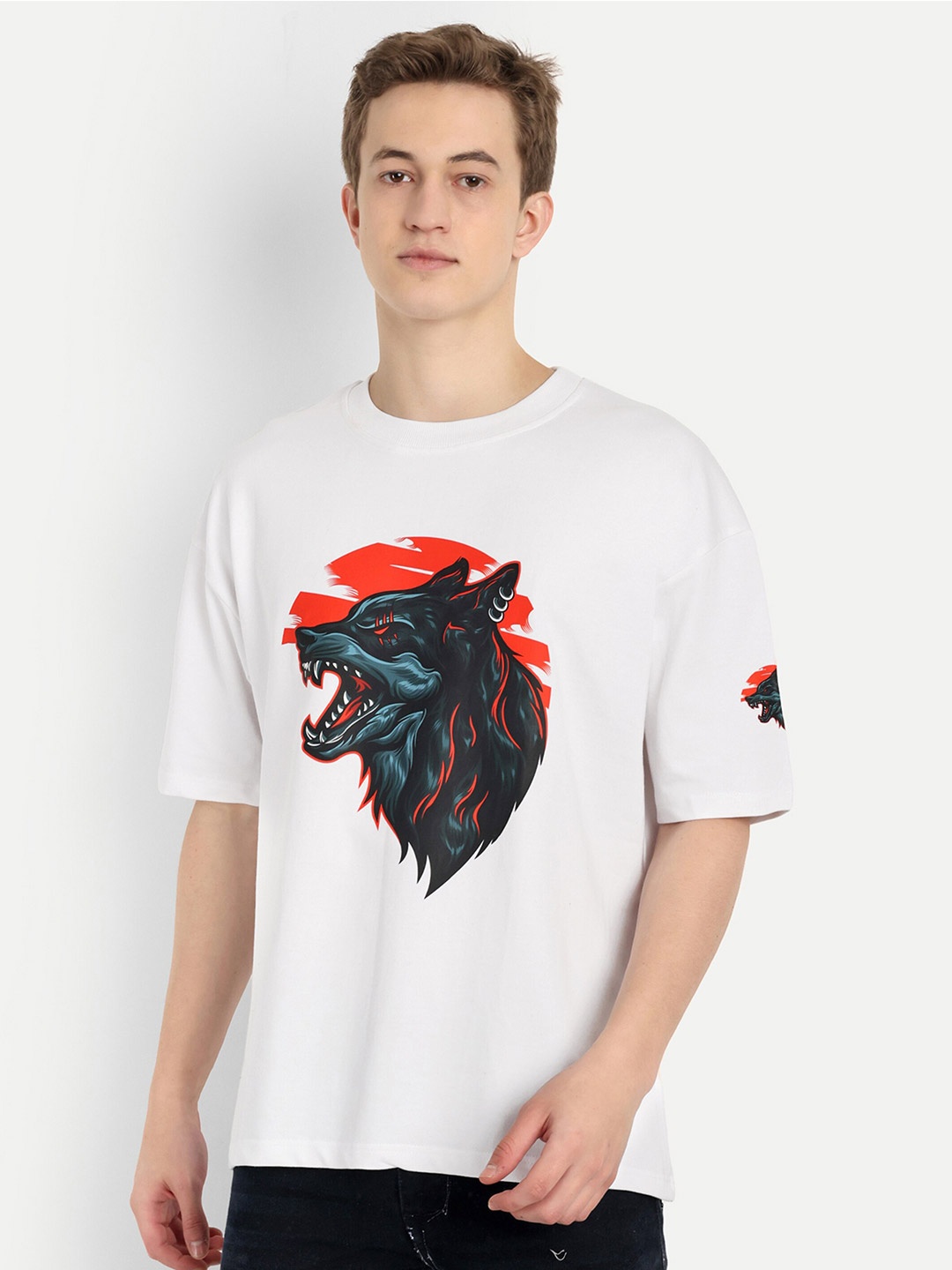 

BLURR Printed Short Sleeves Pure Cotton T-shirt, White