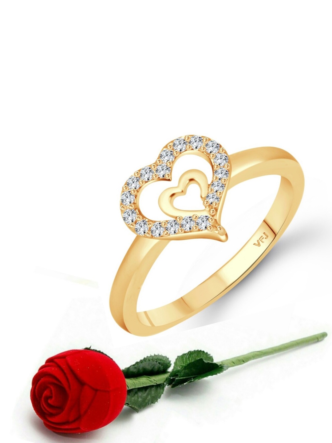

Vighnaharta Gold-Plated Cubic Zirconia-studded Finger Ring