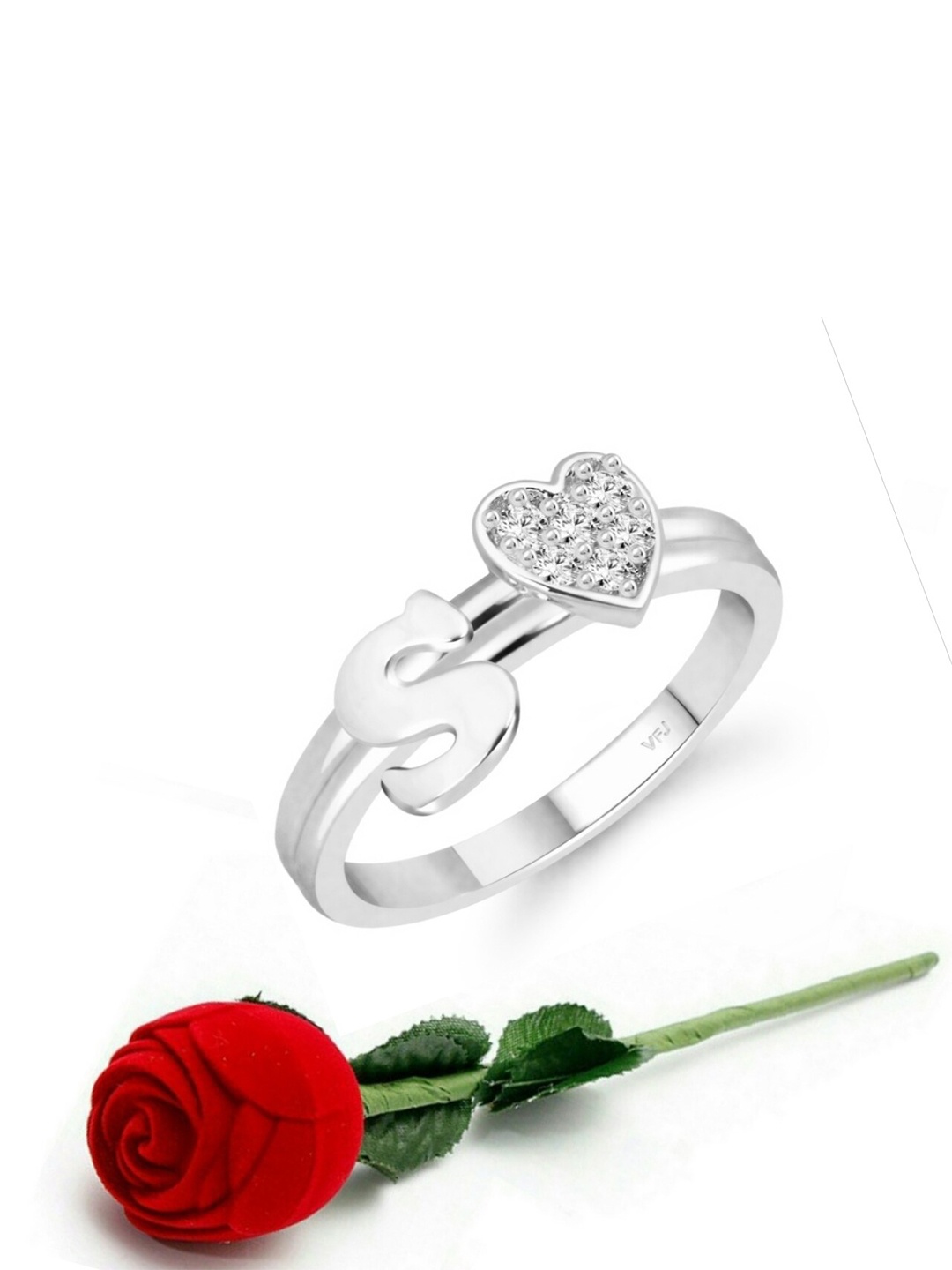

Vighnaharta Rhodium-Plated Cubic Zirconia Studded Adjustable Finger Ring, Silver