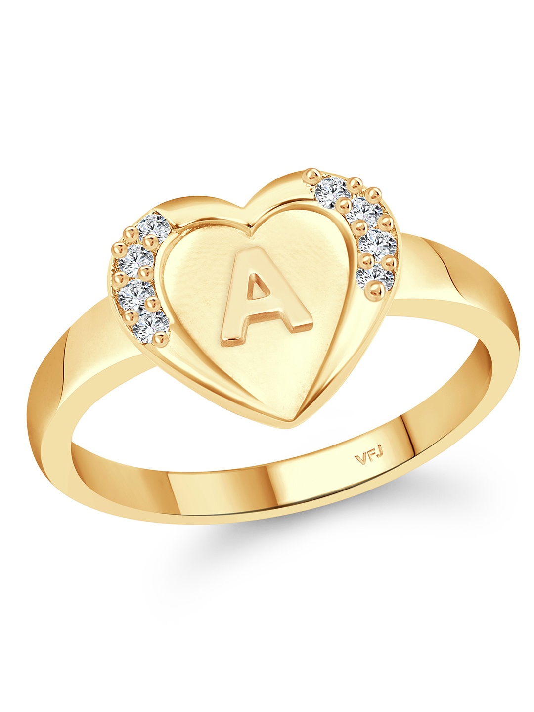 

Vighnaharta Gold Plated CZ Studded Finger Ring With Rose Box