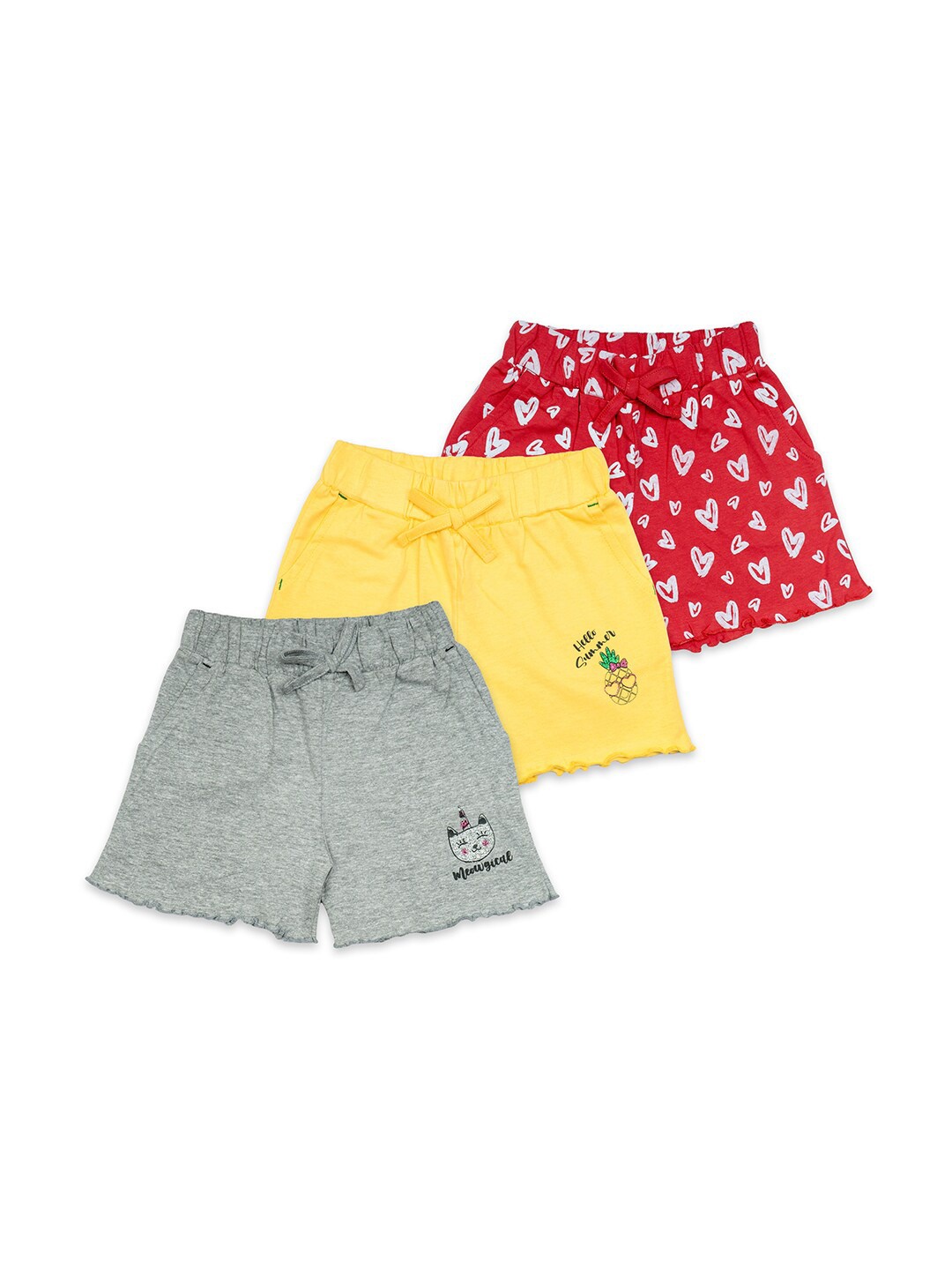 

BAESD Girls Pack Of 3 Mid-Rise Cotton Shorts, Grey