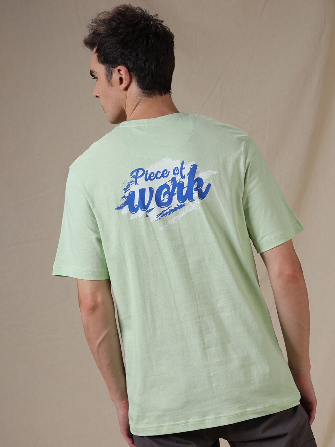 

WROGN Typography Printed Round Neck Short Sleeves Regular T-shirt, Green