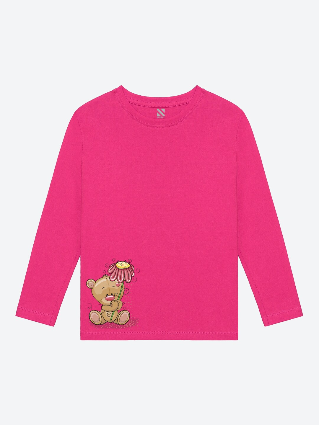 

BAESD Girls Printed Full Sleeves Cotton T-shirt, Pink