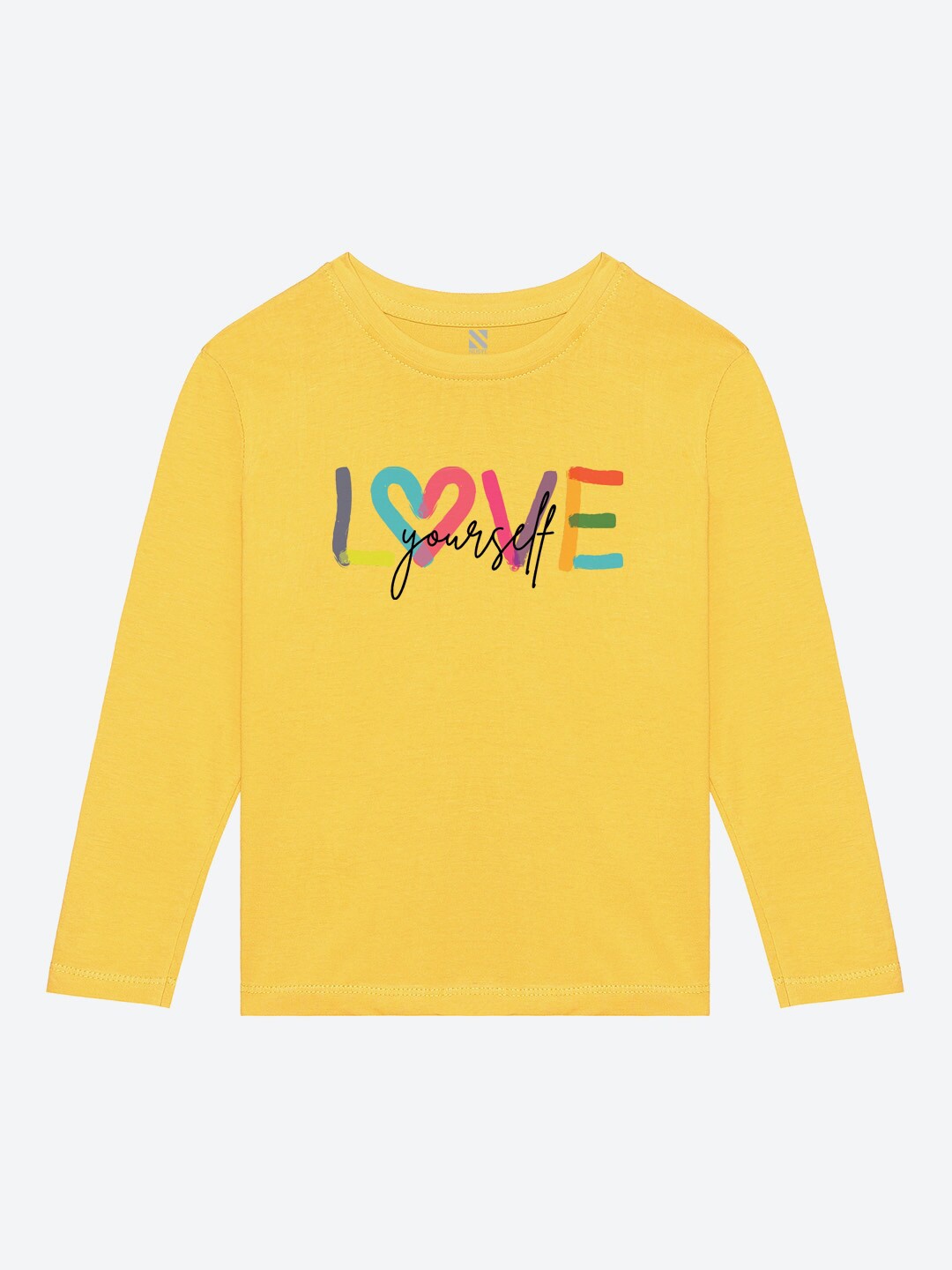 

BAESD Girls Typography Round Neck Full Sleeves Regular Fit Cotton Casual T-shirt, Yellow