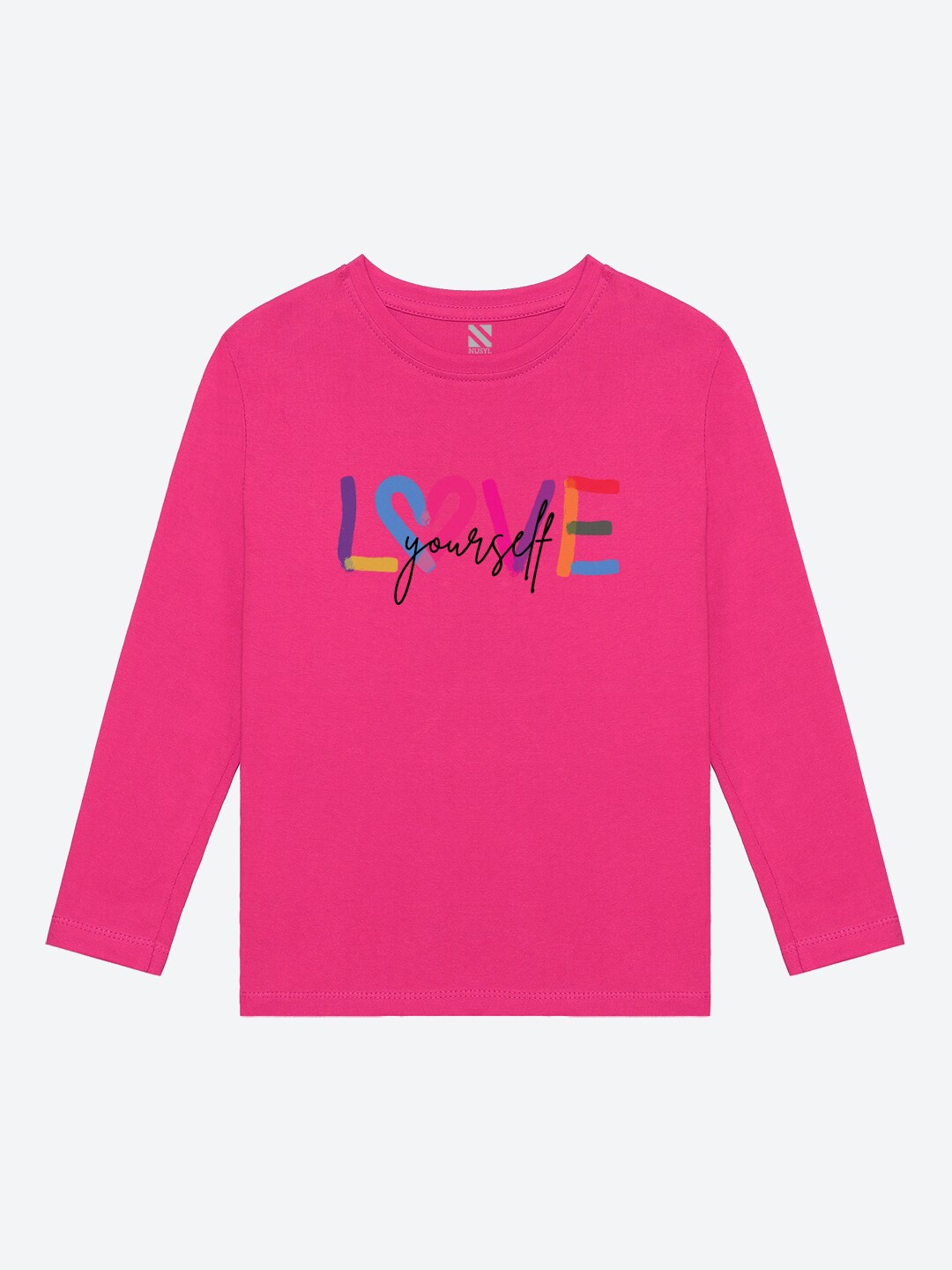 

BAESD Girls Long Sleeves Round Neck Typography Cotton Casual T-shirt, Pink