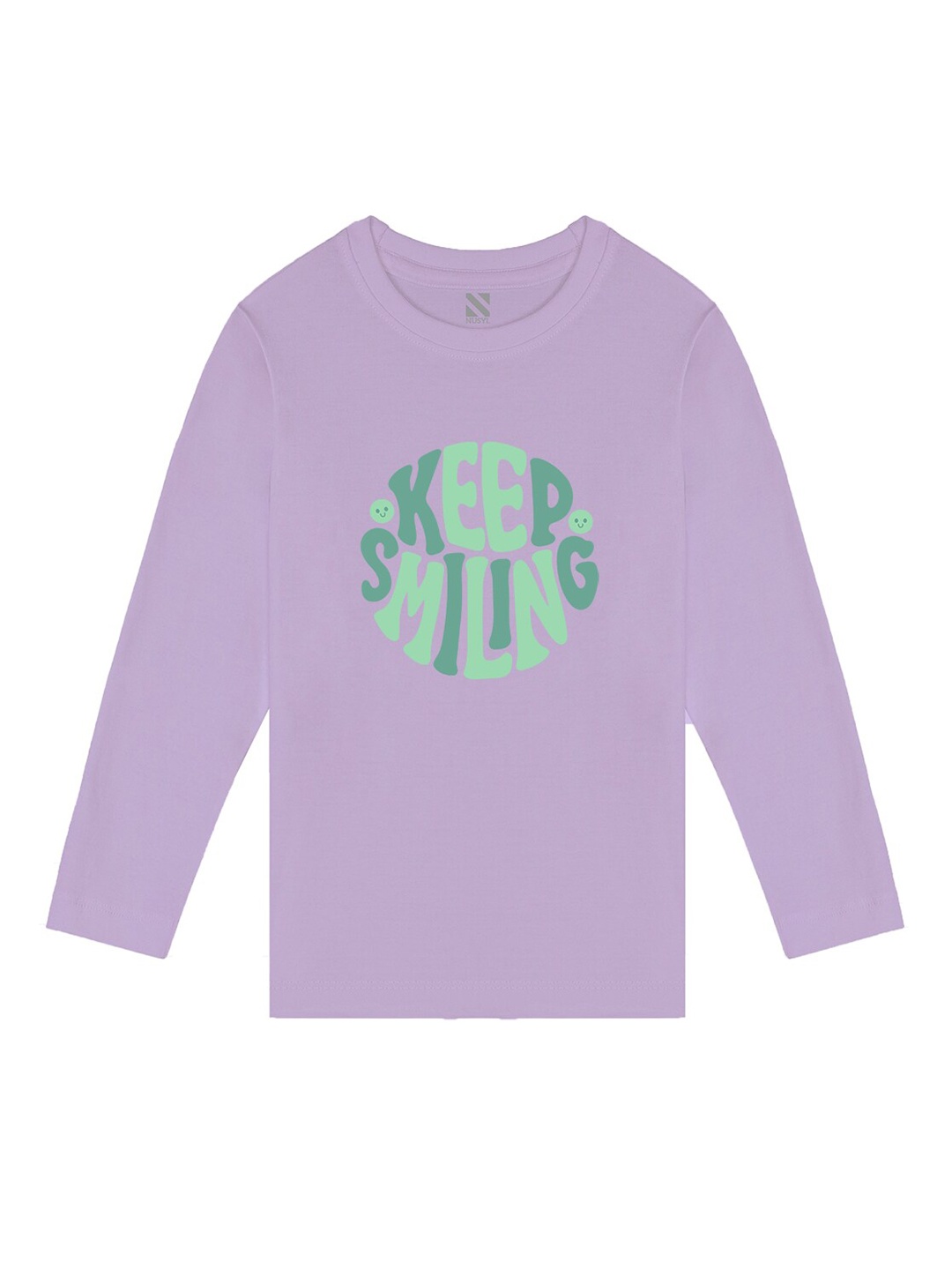 

BAESD Girls Typography Printed Round Neck T-shirt, Purple