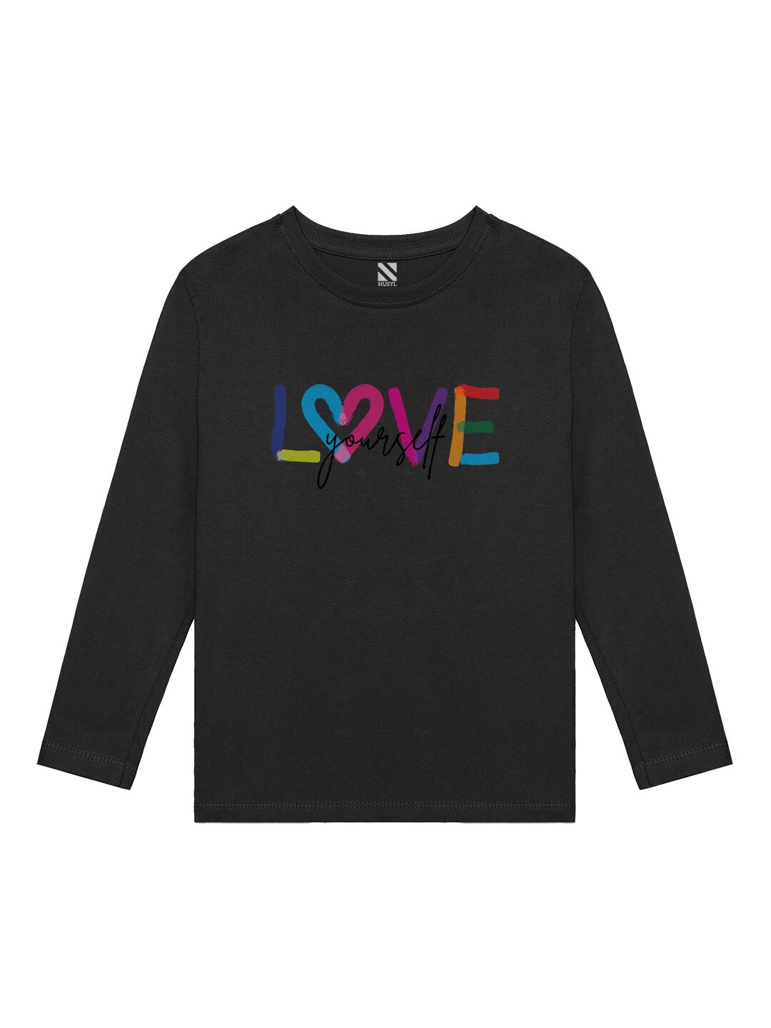 

BAESD Girls Typography Printed Round Neck Casual T-shirt, Black