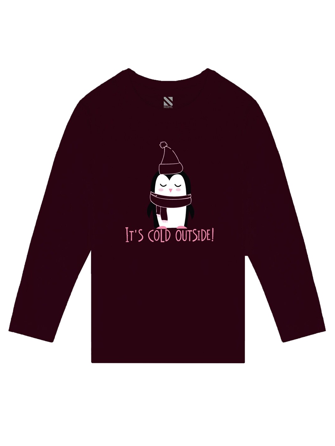 

BAESD Girls Printed Full Sleeves Cotton T-shirt, Maroon