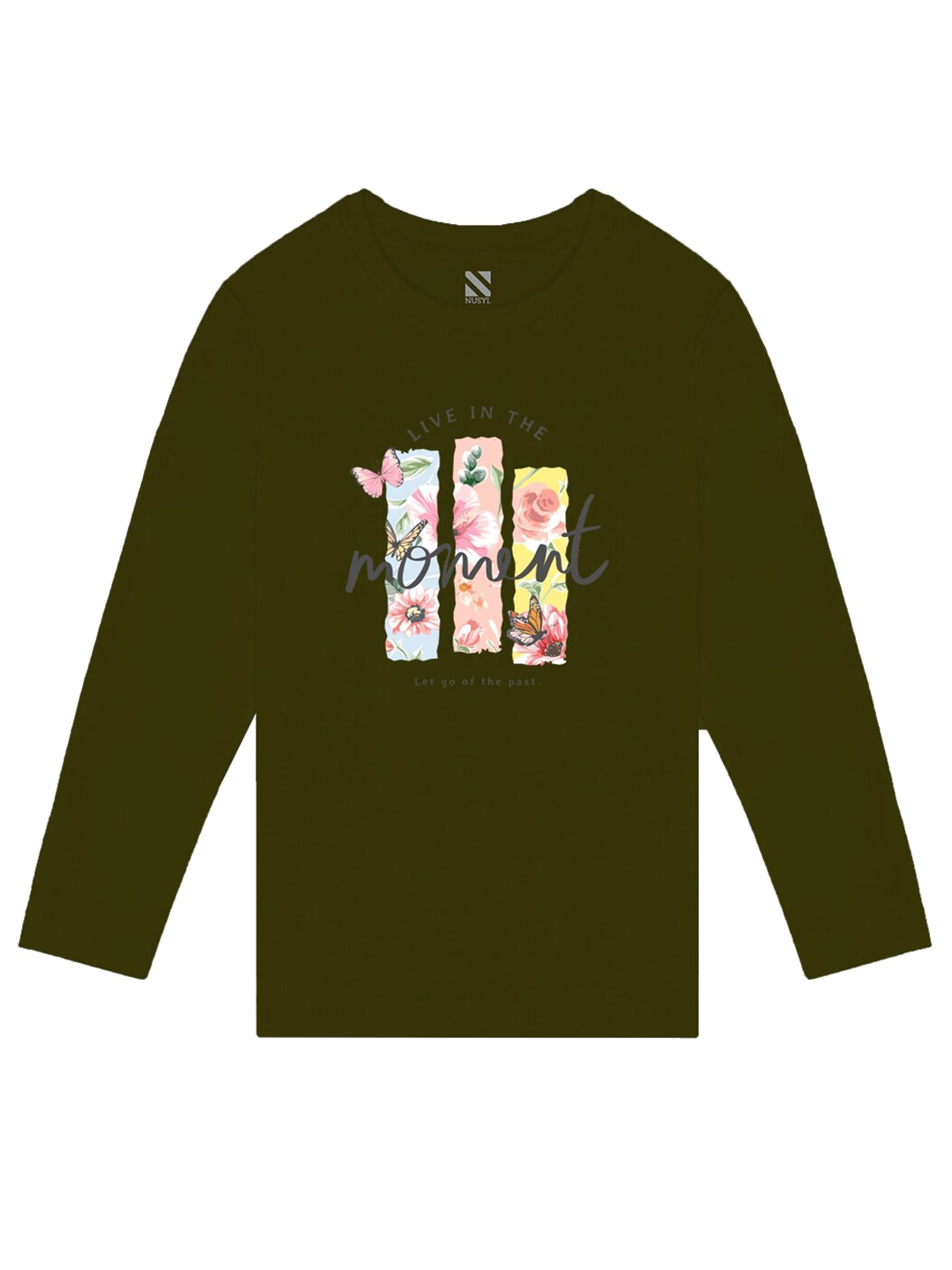 

BAESD Girls Typography Printed Round Neck Casual T-shirt, Green