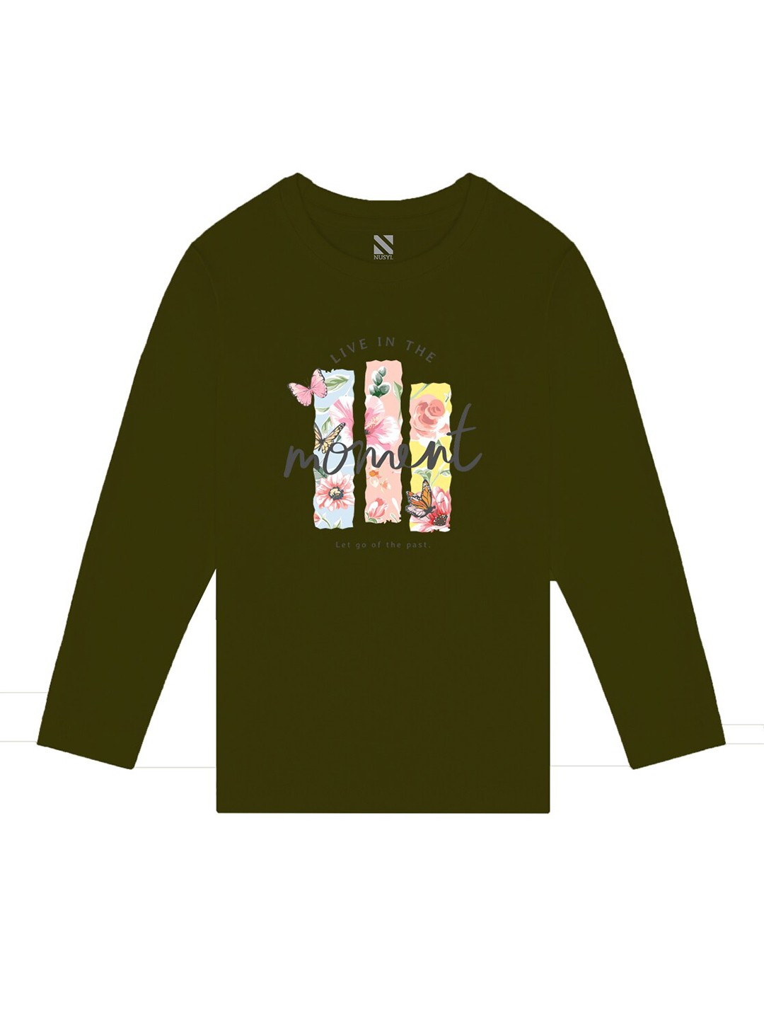 

BAESD Girls Floral Printed Round Neck Casual T-shirt, Green