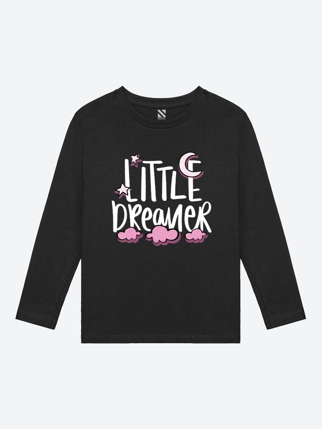 

BAESD Girls Long Sleeves Round Neck Typography Cotton Casual T-shirt, Black