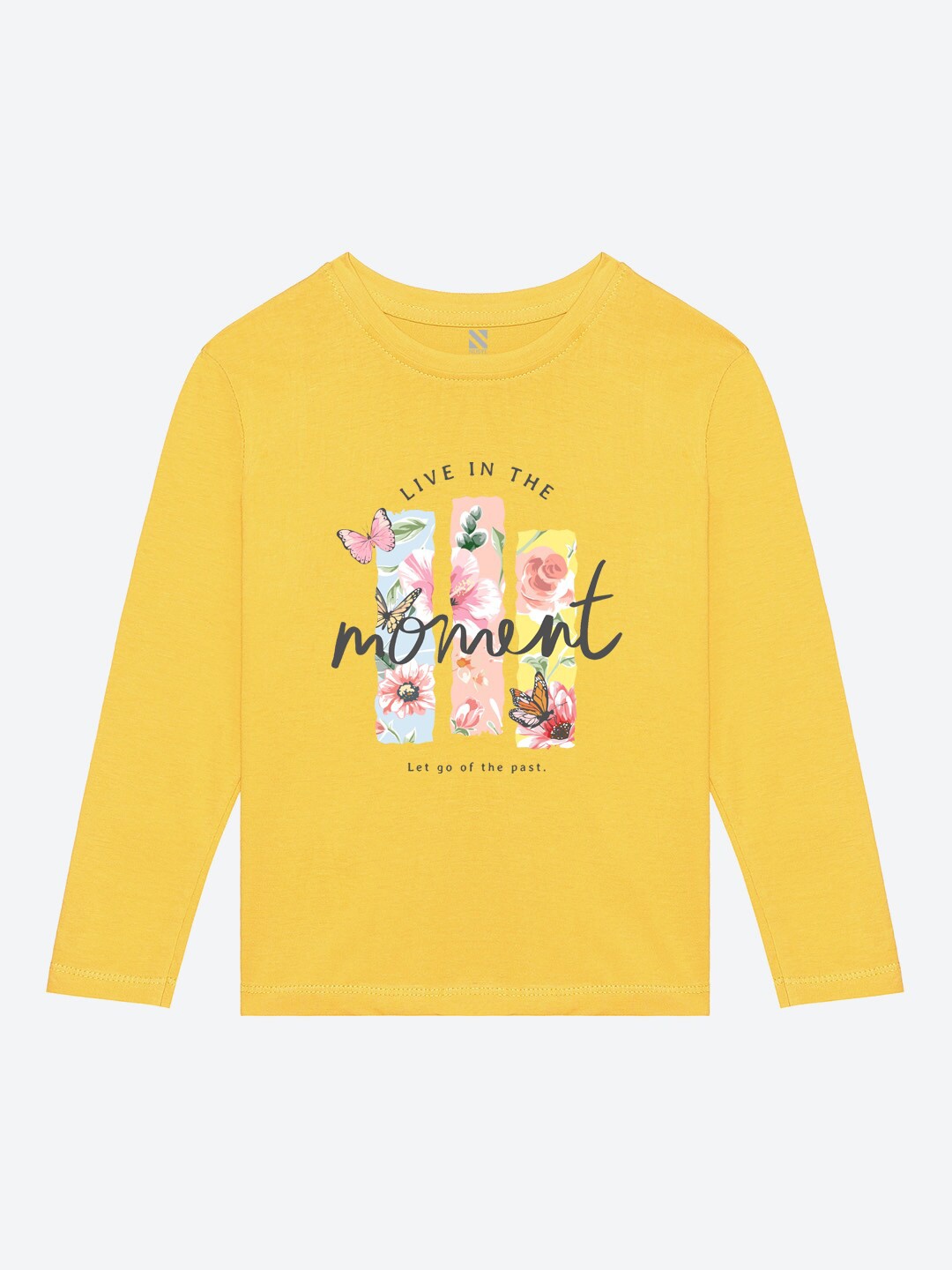 

BAESD Girls Long Sleeves Typography Printed Applique Cotton Casual T-shirt, Yellow