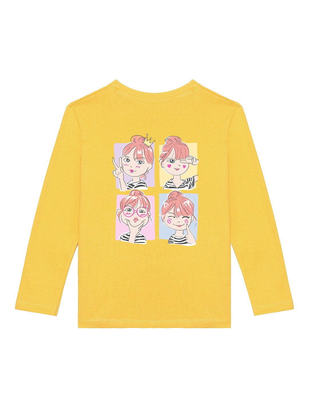 

BAESD Girls Long Sleeves Graphic Printed Applique Cotton Casual T-shirt, Yellow